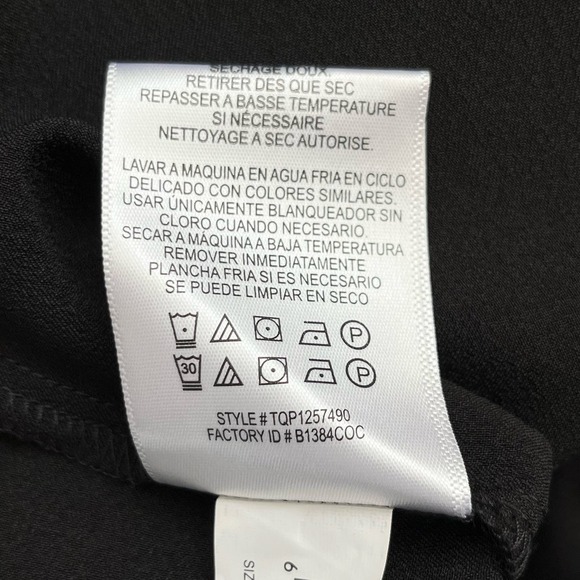 BCBGMAXAZRIA V-Neck Asymmetric Hem Side-Tie Long Sleeve Blouse in Black, XS‎ - Picture 12 of 12